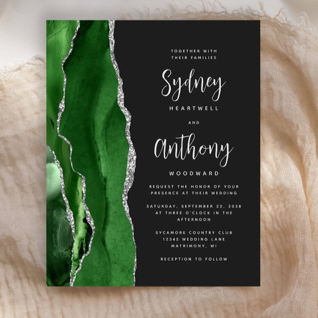 Budget Green Silver Agate Calligraphy Wedding (Creator Uploaded)