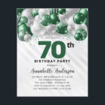 Budget Green Silver Balloon Glitter 70th Birthday<br><div class="desc">Modern Glam Emerald Green Silver Balloon Glitter Sparkle Any Age Birthday Invitation</div>