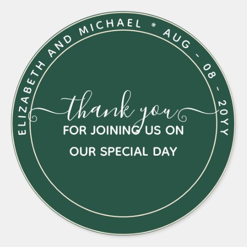 BUDGET Green Thank You Favor Monochrome Classic Round Sticker