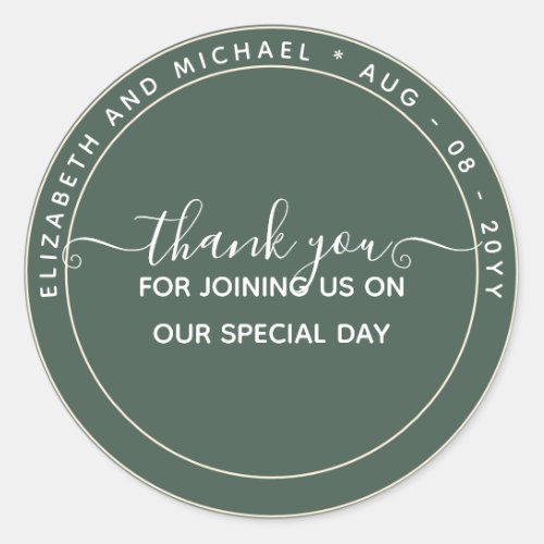 BUDGET Green Thank You Favor Monochrome Classic Round Sticker