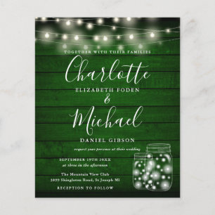 Budget Green Wood Mason Jars Wedding Invitation