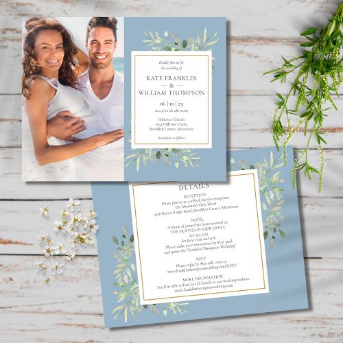 Budget Greenery All In One Photo Wedding Invite
