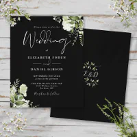 White and Black Greenery Wedding Envelope Stickers, Zazzle