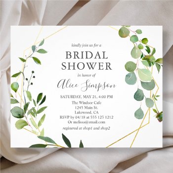 Budget Greenery Botanical Bridal Shower Flyer by CrispinStore at Zazzle