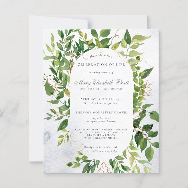 Budget Greenery Celebration of Life Funeral (Front)