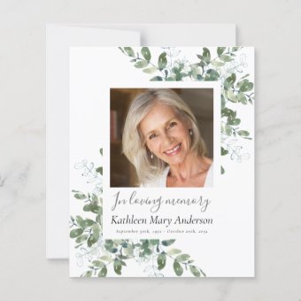 Budget Greenery Celebration of Life Invitation | Zazzle