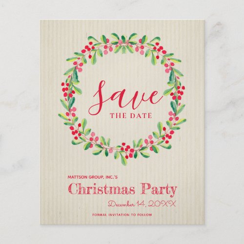 Budget Greenery Christmas Save the Date Flyer