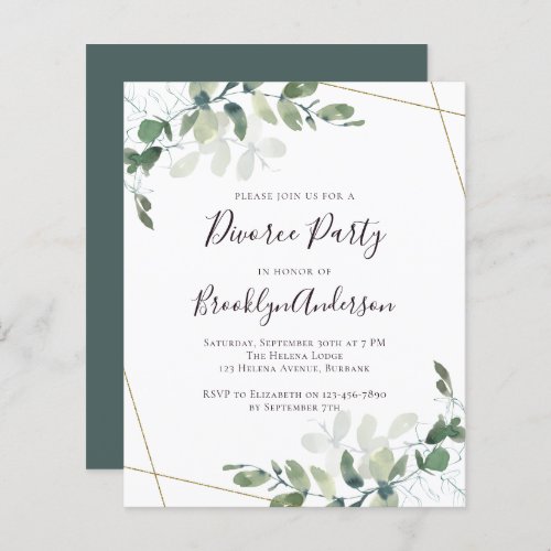 Budget Greenery Divorce Party Invitation