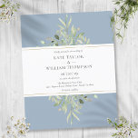 Budget Greenery Dusty Blue Wedding Invitation<br><div class="desc">Featuring delicate watercolor greenery leaves. This elegant botanical budget wedding invitation can be personalized with your special wedding day information. Designed by Thisisnotme©</div>