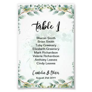 BUDGET Greenery Eucalyptus SEATING CHART Wedding Photo Print