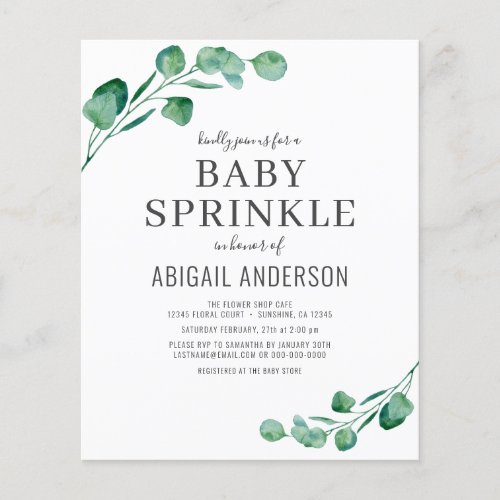 Budget Greenery Eucalyptus Sprinkle Invitation Flyer