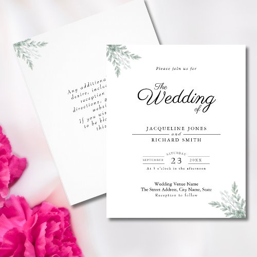 Budget Greenery Eucalyptus Wedding Invitation Flyer