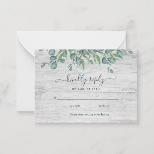 Budget Greenery Eucalyptus Wedding RSVP Note Card