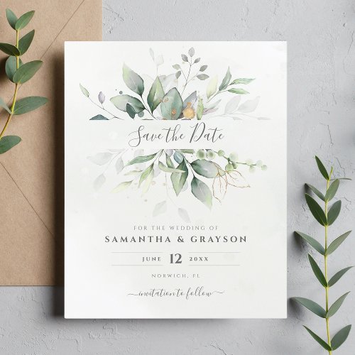 Budget Greenery Eucalyptus Wedding Save The Date