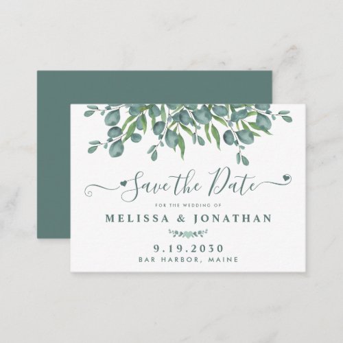 Budget Greenery Eucalyptus Wedding Save The Date Note Card