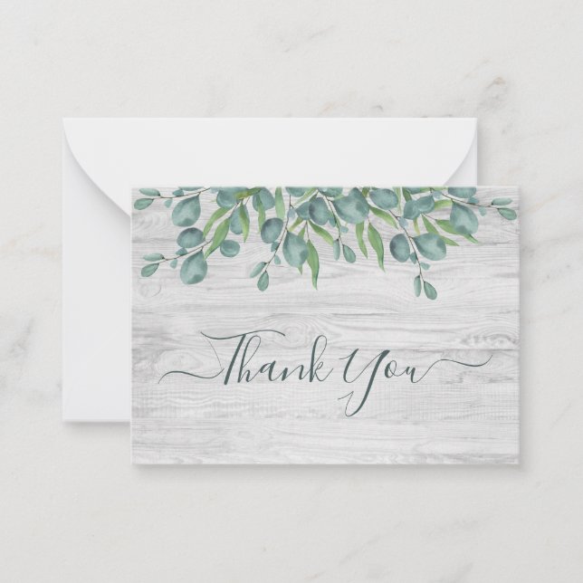Budget Greenery Eucalyptus Wedding Thank You Note  (Front)