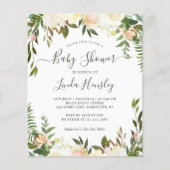 Budget Greenery Floral Baby Shower Invitations (Front)