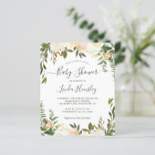 Budget Greenery Floral Baby Shower Invitations (Standing Front)