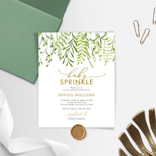 Budget Greenery Floral Baby Sprinkle Invitation