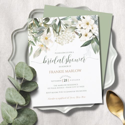 Budget Greenery Floral Bridal Shower Invitation