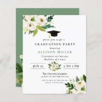 Budget Greenery Floral Graduation Invitation