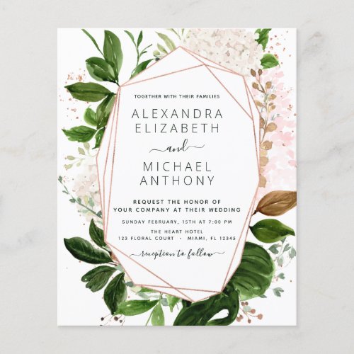 Budget Greenery Foliage Elegant Wedding Flyer