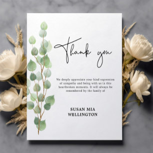 Budget Greenery Funeral Thank you Card