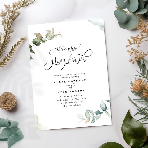 Budget Greenery Getting Married All in One Wedding Invitation