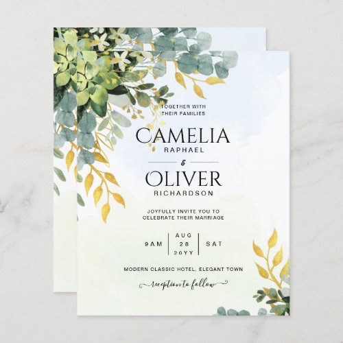 BUDGET Greenery Gold Eucalyptus Leaves Wedding