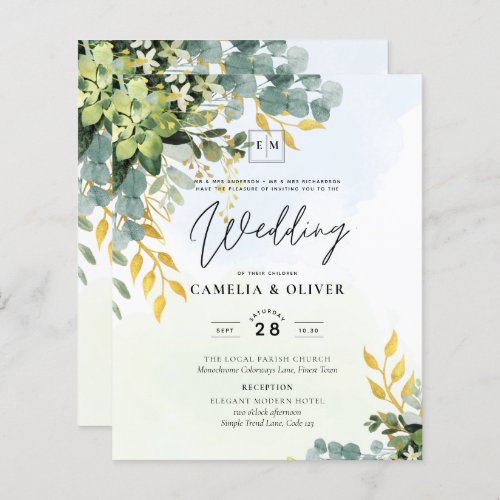 BUDGET Greenery Gold Eucalyptus Leaves Wedding