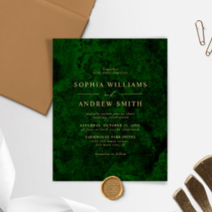 BUDGET Greenery & Gold Minimal Wedding invitation
