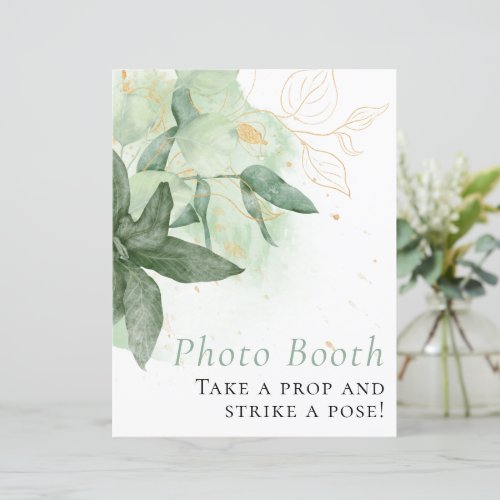 Budget Greenery Gold Wedding Photo Booth Sign