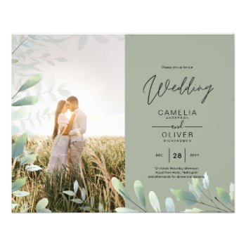 BUDGET Greenery Leaves Photo Overlay Wedding QR Flyer