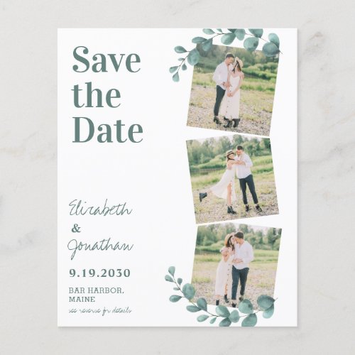 Budget Greenery Leaves QR Code Photo Save The Date