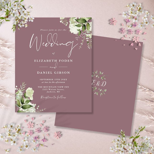 Budget Greenery Mauve Wedding Invitation (Budget Greenery Mauve Wedding Invitation)