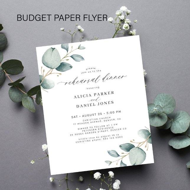Budget greenery modern rehearsal dinner invitation flyer (Creator Uploaded)
