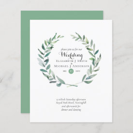 Budget Greenery Olive Leaves Wedding Invites
