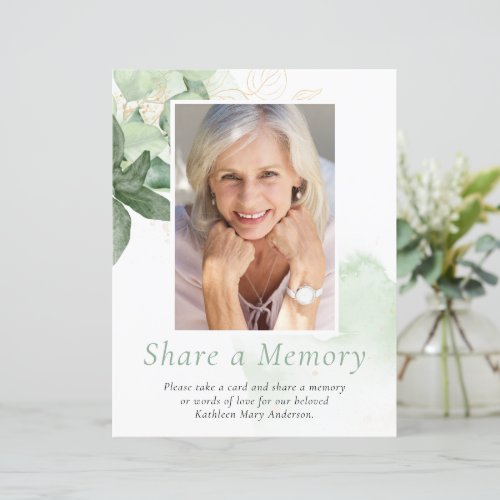 BUDGET Greenery Photo Share a Memory Table Sign