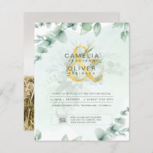 BUDGET Greenery PHOTO Wedding Invitation QR CODE