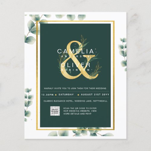 BUDGET Greenery PHOTO Wedding Invitation QR CODE F Flyer