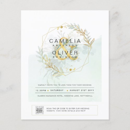 BUDGET Greenery PHOTO Wedding Invitation QR CODE F Flyer