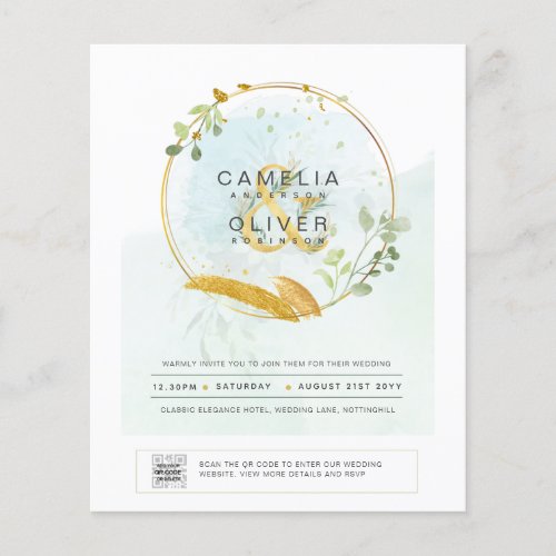 BUDGET Greenery PHOTO Wedding Invitation QR CODE F Flyer