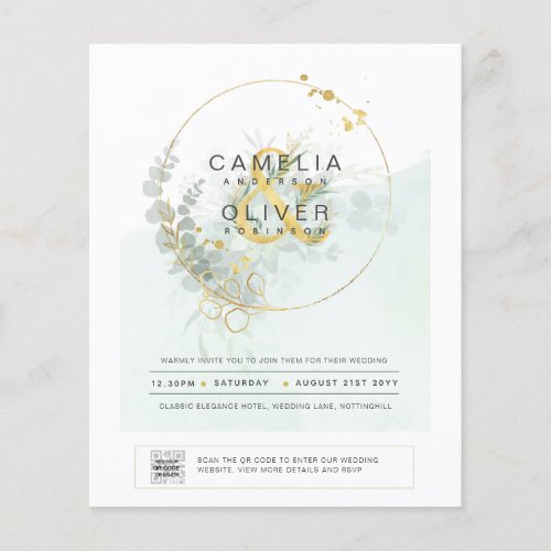 BUDGET Greenery PHOTO Wedding Invitation QR CODE F Flyer