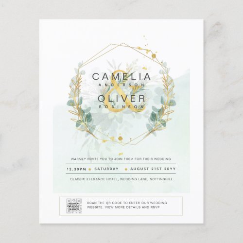 BUDGET Greenery PHOTO Wedding Invitation QR CODE F Flyer