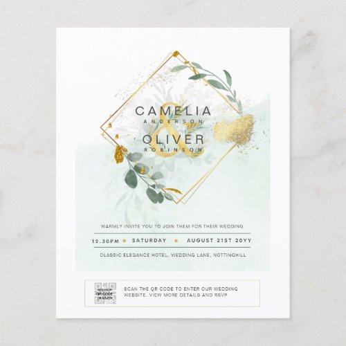 BUDGET Greenery PHOTO Wedding Invitation QR CODE F Flyer