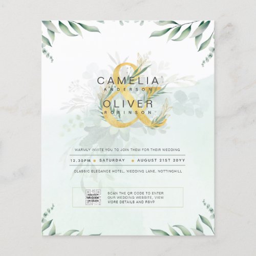 BUDGET Greenery PHOTO Wedding Invitation QR CODE F Flyer