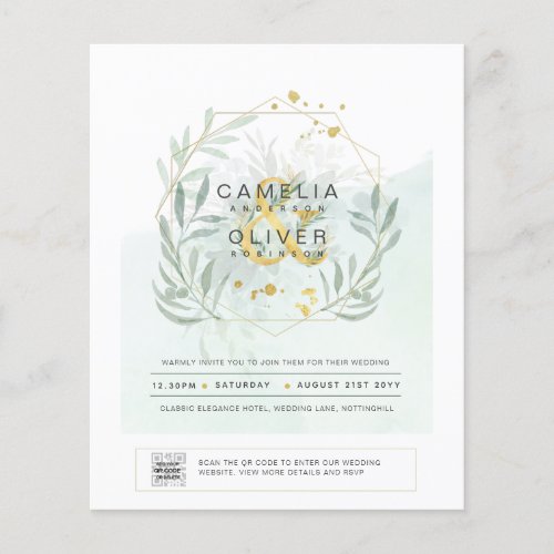 BUDGET Greenery PHOTO Wedding Invitation QR CODE Flyer