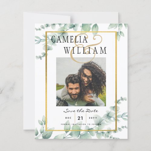 BUDGET Greenery PHOTO Wedding Save The Date QRcode