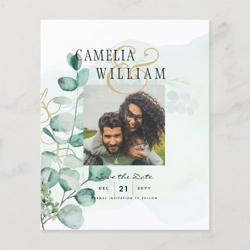 BUDGET Greenery PHOTO Wedding Save The Date QRcode Flyer