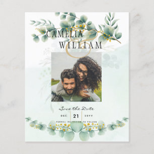 BUDGET Greenery PHOTO Wedding Save The Date QRcode Flyer